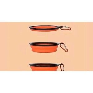 Collapsible, doggy silicone bowls, great for travel instead of three